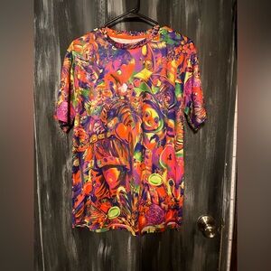 Aofmoka Blacklight Fluorescent UV Tshirt Men Size large